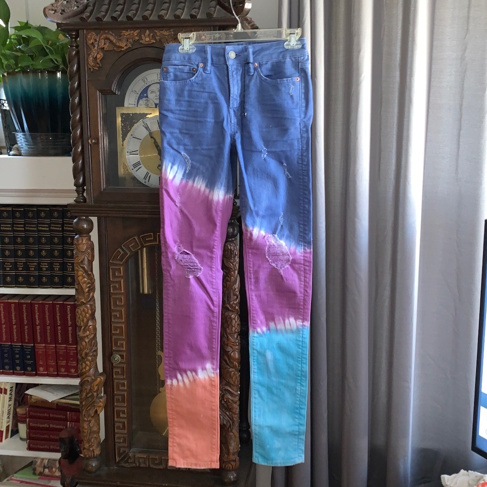 New American Eagle, Young Money Tie Dye Stretch Denim Jeans